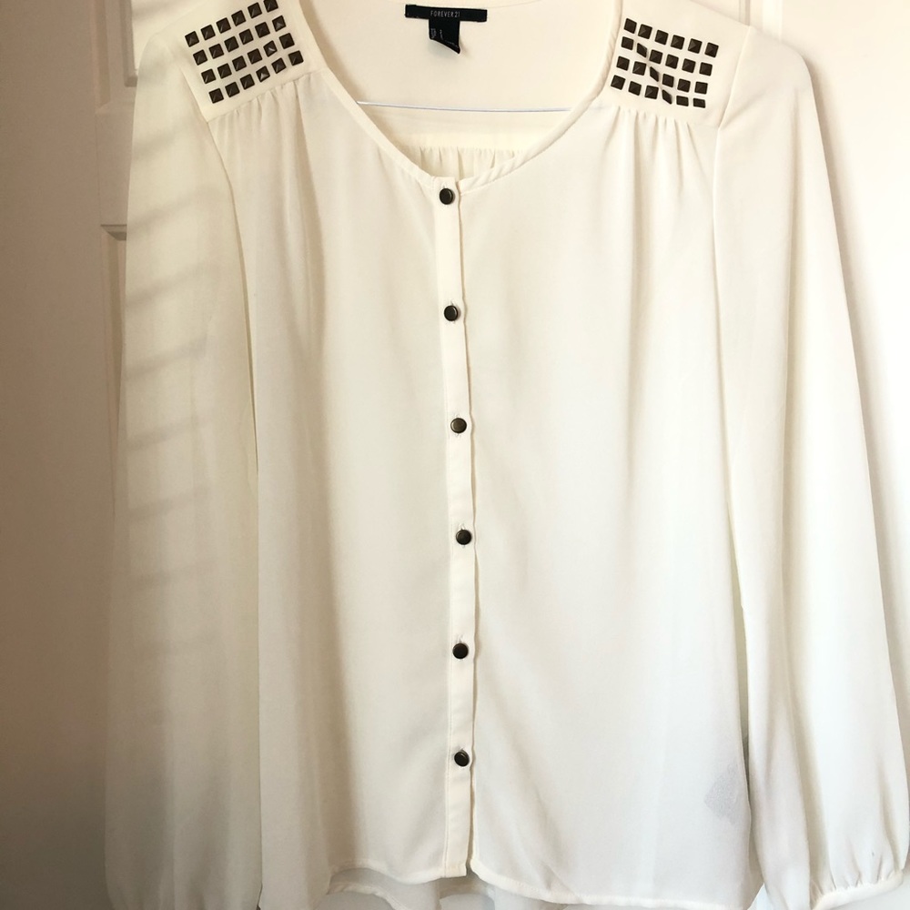 FOREVER21 Studded White Top